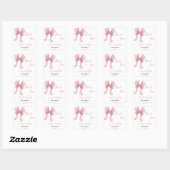 Waterverf Roze Bow Meisje Baby shower Dank u Vierkante Sticker (Vel)