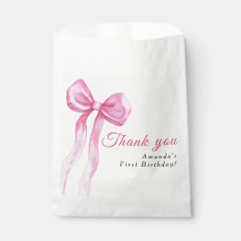 Waterverf Roze Bow Meisje verjaardagsfeestje Dank  Bedankzakje