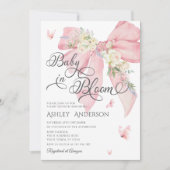 Waterverf Roze Bow Pastel Floral Baby shower Kaart (Voorkant)