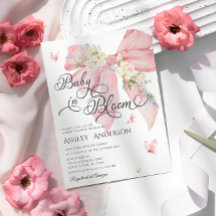 Waterverf Roze Bow Pastel Floral Baby shower