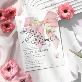 Waterverf Roze Bow Pastel Floral Baby shower Kaart