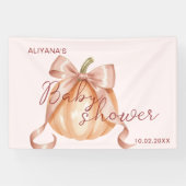 Waterverf Roze Bow Pompoen Baby shower Achtergrond Spandoek (Horizontaal)