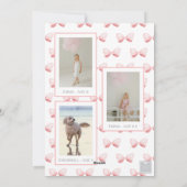 Waterverf Roze Bow Ribbon Sash Kerstfoto Feestdagenkaart (Achterkant)