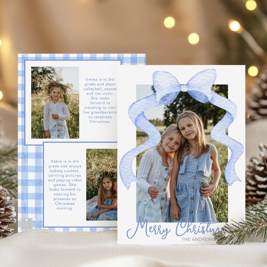 Waterverf Roze Bow Ribbon Sash Kerstfoto Feestdagenkaart