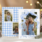 Waterverf Roze Bow Ribbon Sash Kerstfoto Feestdagenkaart