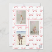 Waterverf Roze Bow Ribbon Sash Kerstfoto Feestdagenkaart (Achterkant)