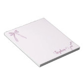 Waterverf Roze Bow Ribbon Sweet Gepersonaliseerd Notitieblok (Schuin)