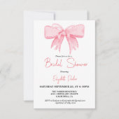 waterverf Roze Bow Ribbon Vrijgezellenfeest Kaart (Voorkant)