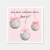 Waterverf Roze Bow Ribbon Zilveren Discobal Servet (Voorkant)