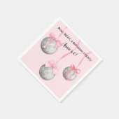 Waterverf Roze Bow Ribbon Zilveren Discobal Servet (Hoek)