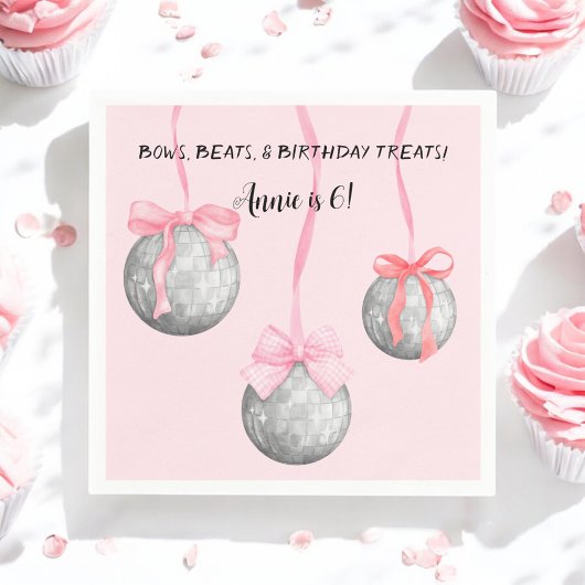 Waterverf Roze Bow Ribbon Zilveren Discobal Servet