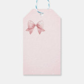 Waterverf Roze Bow Stippen Baby shower Cadeaulabel (Achterkant)