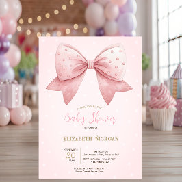 Waterverf Roze Bow Stippen Baby shower Kaart