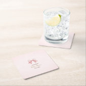 Waterverf Roze Bow Stippen Baby shower Kartonnen Onderzetters (Insitu)