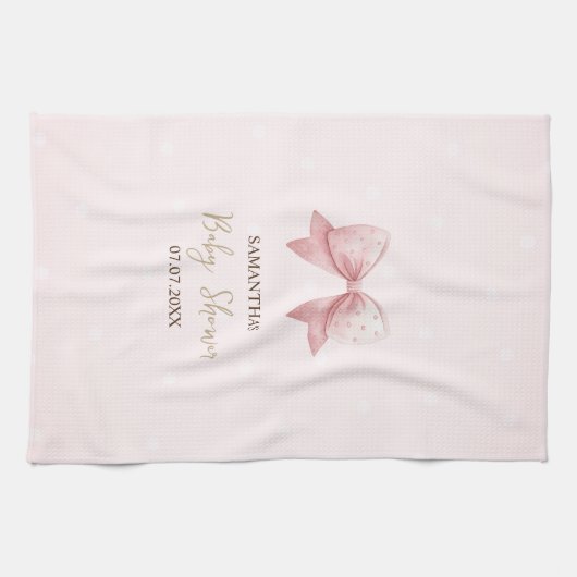 Waterverf Roze Bow Stippen Baby shower Theedoek (Horizontaal)