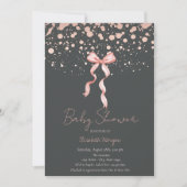 Waterverf Roze Bow Stippen Roos Goud Baby shower Kaart (Voorkant)