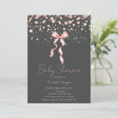Waterverf Roze Bow Stippen Roos Goud Baby shower Kaart (Staand voorkant)