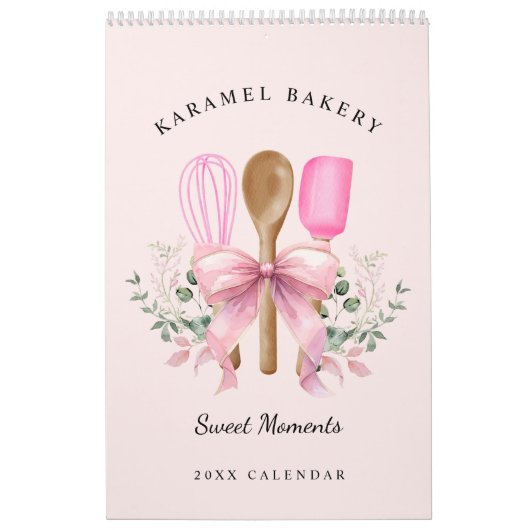 Waterverf Roze Bow Utensils Bakkerij Kalender (Hoes)