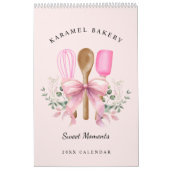 Waterverf Roze Bow Utensils Bakkerij Kalender (Hoes)