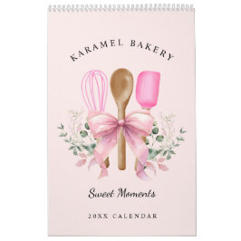 Waterverf Roze Bow Utensils Bakkerij Kalender