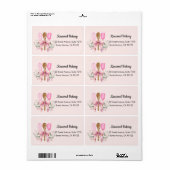 Waterverf Roze Bow Utensils Bakkerij Verzending Etiket (Full Sheet)