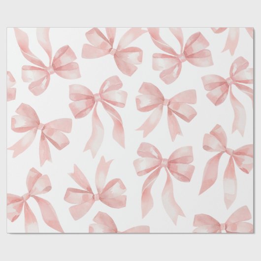 Waterverf Roze Bow Wrapping Paper Cadeaupapier (Vlak)