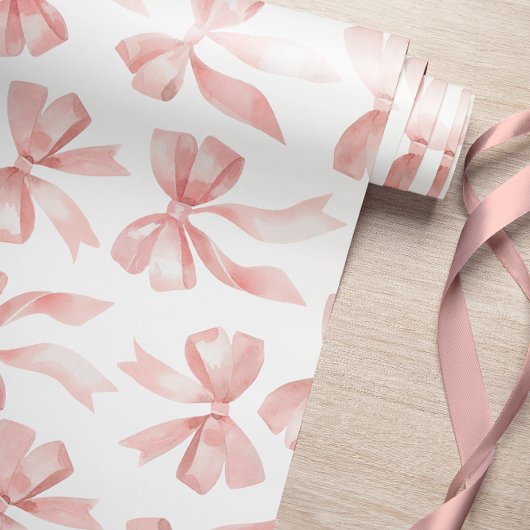 Waterverf Roze Bow Wrapping Paper Cadeaupapier
