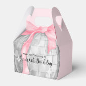 Waterverf Roze Bow Zilveren Disco Bal Verjaardag Bedankdoosjes (Voorkant Zijde)