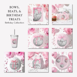 Waterverf Roze Bow Zilveren Discobal Acryl Drinkbeker