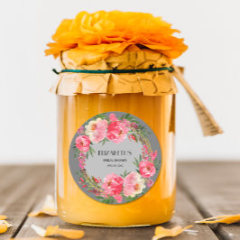 Waterverf Roze Bruiloft Bridal Shower Ronde Sticker