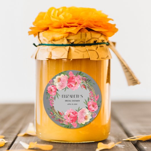 Waterverf Roze Bruiloft Bridal Shower Ronde Sticker