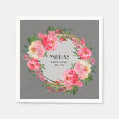 Waterverf Roze Bruiloft Bridal Shower Servet (Voorkant)