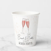 Waterverf Roze Bruiloft Brunch en Mousserende Brui Papieren Bekers (Achterkant)