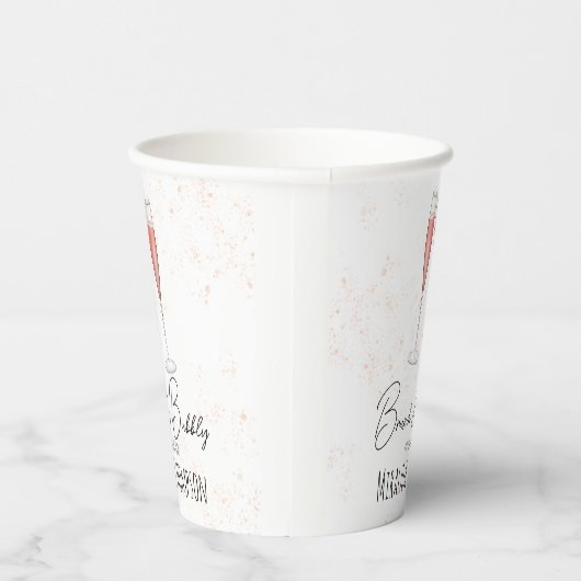 Waterverf Roze Bruiloft Brunch en Mousserende Brui Papieren Bekers (Rechts)