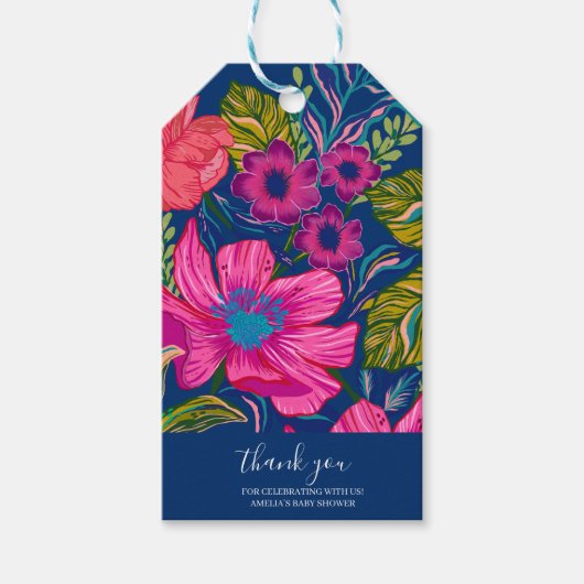 Waterverf roze bruiloft favor cadeaulabel (Voorkant)