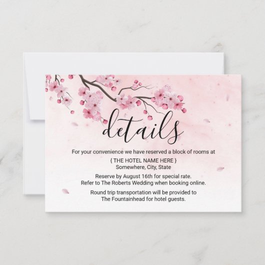 Waterverf Roze bruiloft - Gegevens Kaart (Voorkant)