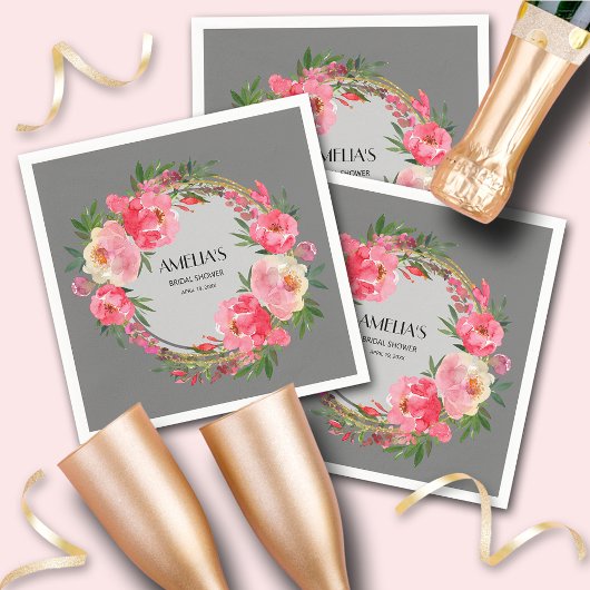 Waterverf Roze Bruilofts Bruidsshower Servet
