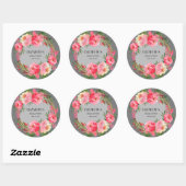 Waterverf Roze Bruilofts Bruiloftsfeest Ronde Sticker (Vel)