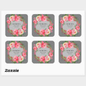 Waterverf Roze Bruilofts Bruiloftsshower Vierkante Sticker (Vel)