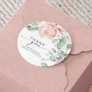 Waterverf Roze Bruiloftsdouche Ronde Sticker