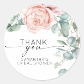 Waterverf Roze Bruiloftsdouche Ronde Sticker (Voorkant)