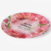 Waterverf Roze Bruiloftsfeest Papieren Bordje (Gekanteld)