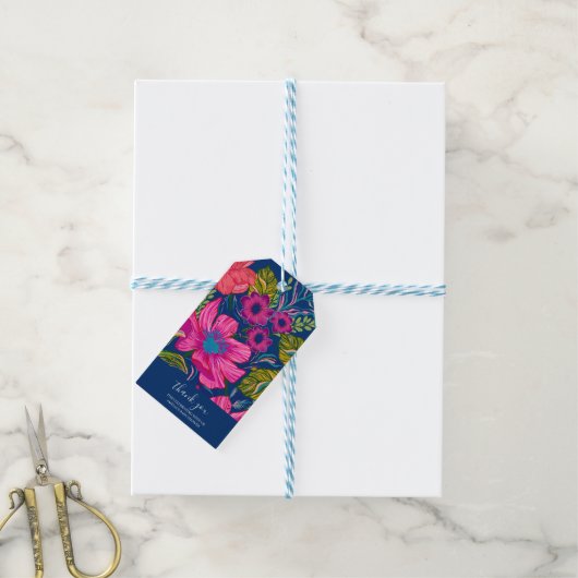 Waterverf roze bruiloftsshower cadeautje cadeaulabel (Met Touw)