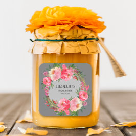 Waterverf Roze Bruiloftsshower Vierkante Sticker