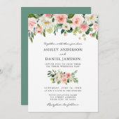 Waterverf Roze bruine bruinkoolzegsbruiloft Kaart (Voorkant / Achterkant)