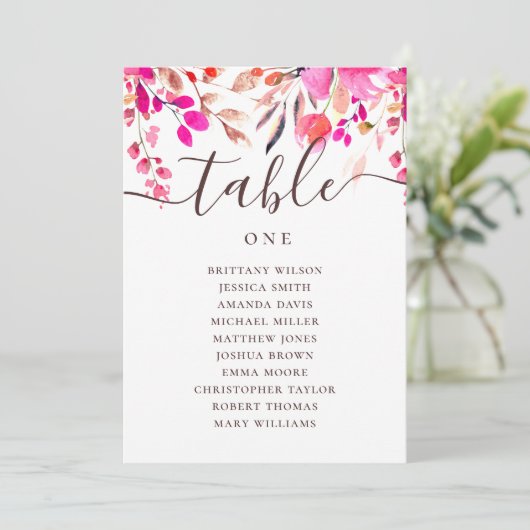 Waterverf roze bruinkoolzittenden kaart (Staand voorkant)