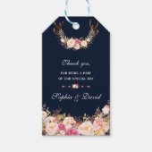 Waterverf Roze bruinse Floral Antlers marinevrouw Cadeaulabel (Voorkant)