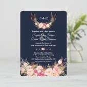Waterverf Roze bruinse Floral Antlers marinevrouw Kaart (Staand voorkant)