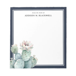 Waterverf roze cactus stroomafwaarts van het burea notitieblok