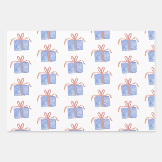 Waterverf Roze Cadeaus en Ornamenten Inpakpapier Vel (Voorkant 3)